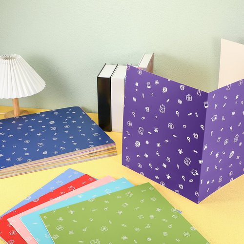 Sherr 50 Pcs Privacy Boards Bulk for Student Classroom Desk Divider Trifold Table Desk Privacy Panel Folders Screen Partition for School Teacher Student Test, 15.8x13.4x11.81 Inch(Stationery Style)