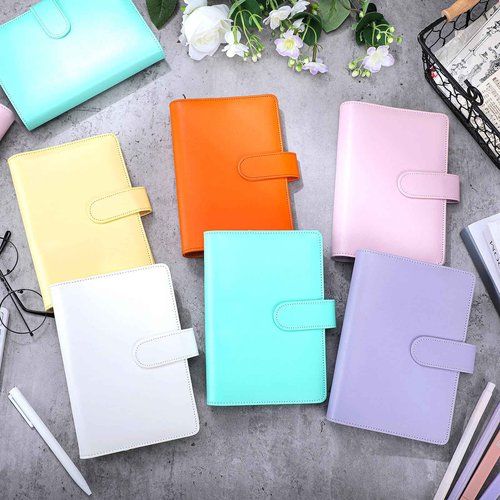 Chuangdi 24 Pcs A6 PU Leather Budget Binder Bulk Refillable 6 Ring Notebook Cover Paper Pocket Loose Leaf Binder Personal Organizer Planner Magnetic Buckle Closure, Gift for Christmas