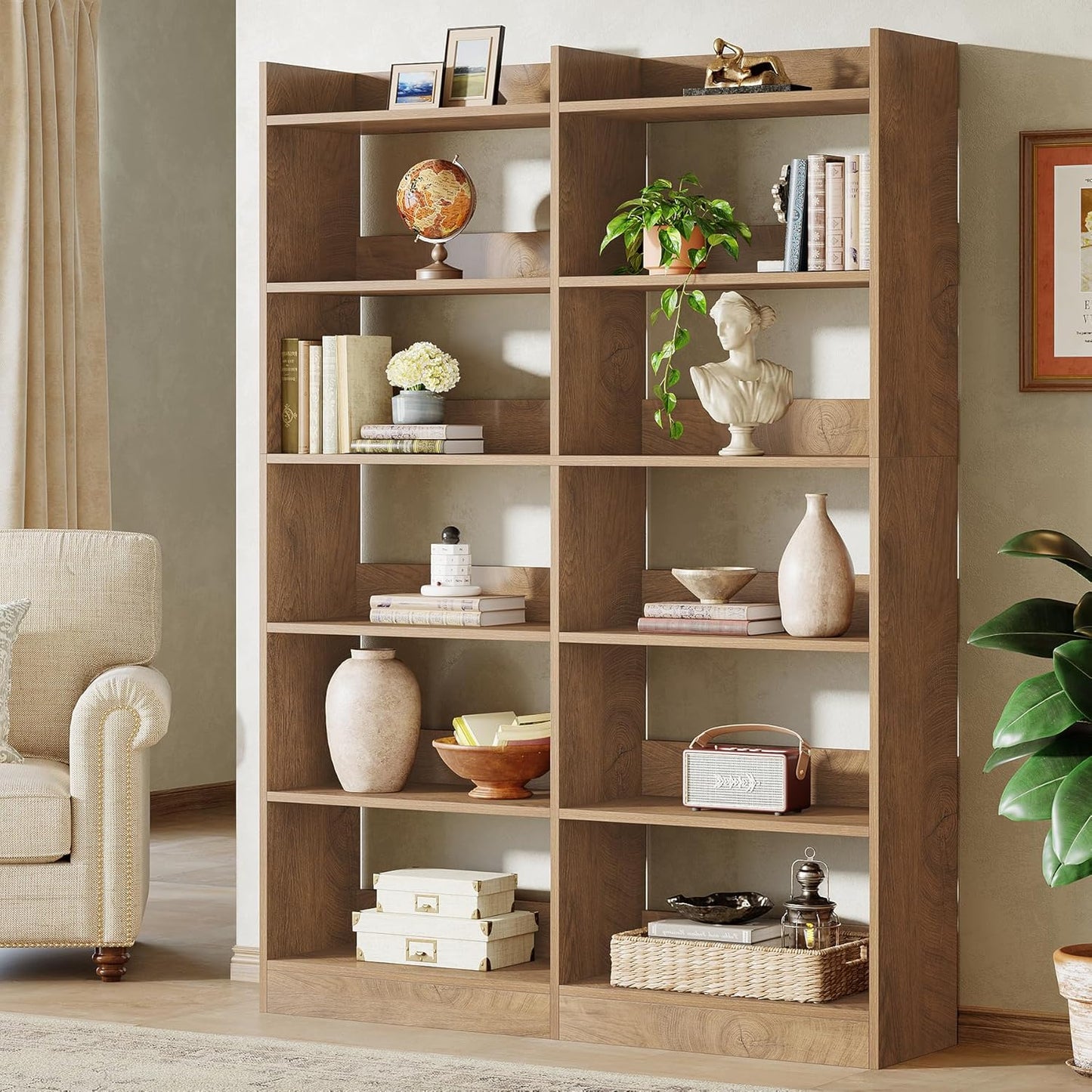 Tribesigns 70.87'' Tall Bookshelf - 6-Tier Rustic Brown Farmhouse Display Storage for Home & Office