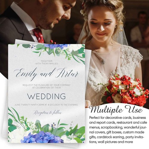 Jutom 500 Sheets Shimmer Cardstocks 8.5 x 11 Inch Pearl White Metallic Paper 80lb 230gsm Double Sided Printer Paper for Wedding Birthday Craft Certificate DIY Card Making