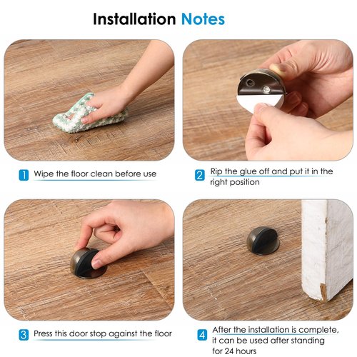MorningRo 16 Pcs Self Adhesive Door Stoppers, Stainless Steel Floor Door Stop Wall Protector, Half Dome Floor Gate Stopper for Living Room, Bedroom, Bathroom, Office (Bronze)