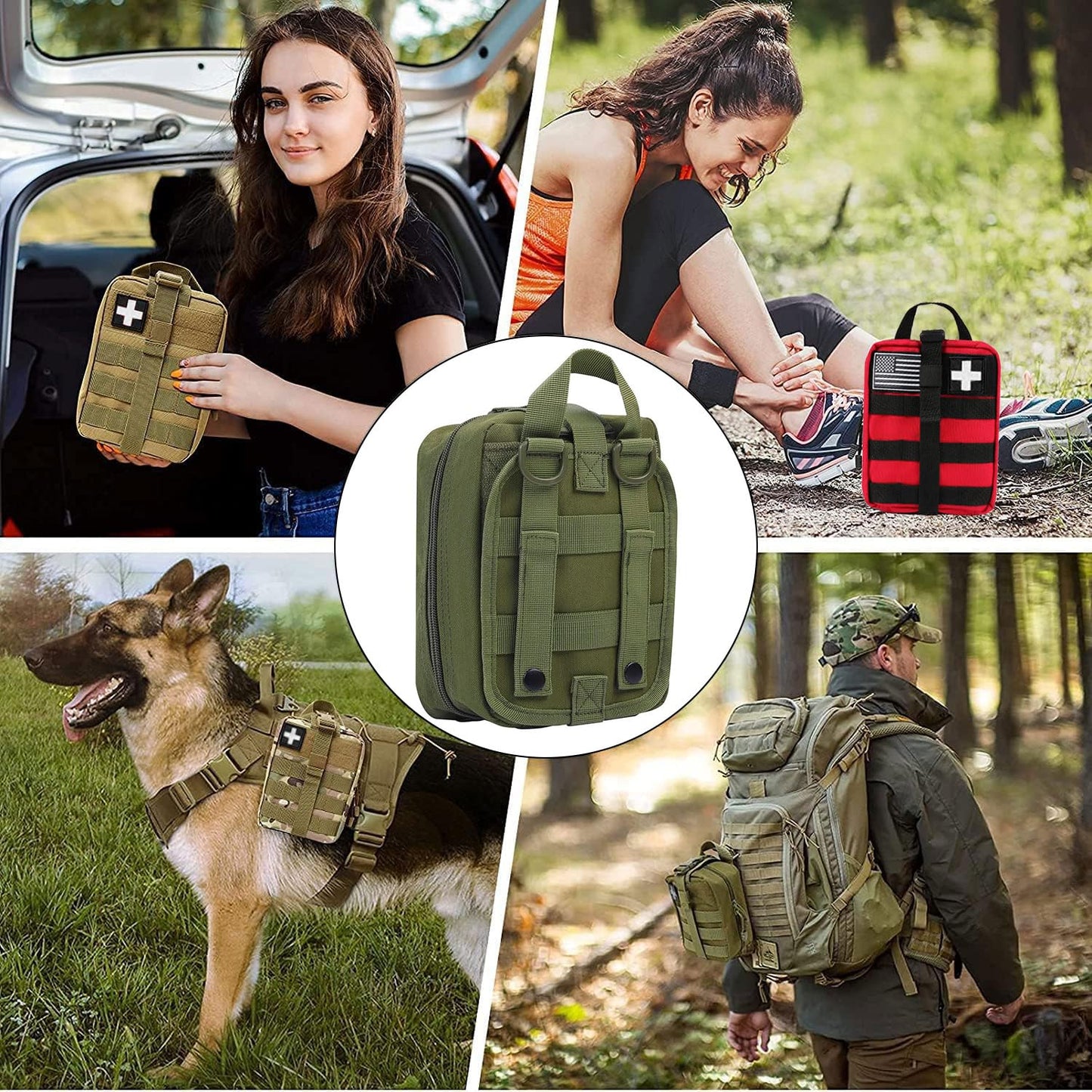 TANSOLE TAN SOLE first aid kit bag empty Molle ifak pouch emt tactical medical pouch med rip away belt pouch small rescue tool pouches (OD)