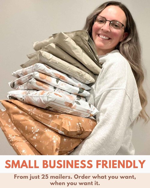 Poly Mailers 14.5 x 19 Inch- 100 pack Biodegradable Shipping Bags for Clothes and Large Items - Impack Self-Seal Waterproof Thick Mailing Envelope for Accessories & Clothing - Floral Chestnut