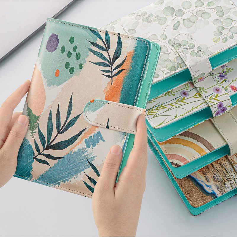 Budget Binder with Zipper Envelopes, Money Organizer for Cash, PU Leather A6 Binder with Cash envelopes for Money Saving and Organizer,Cash Envelopes for Budgeting,Budget Planner Book-Retro Abstract
