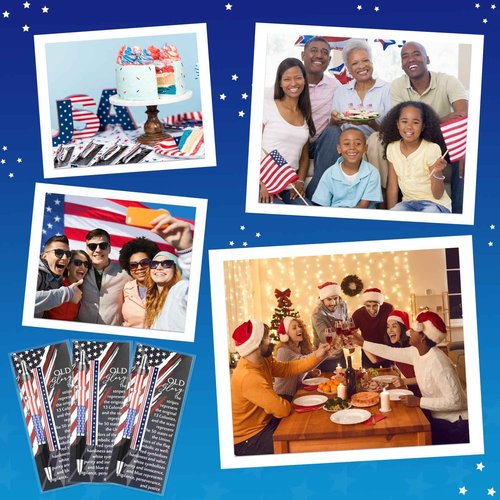 Sayglossy 180 Pcs Veterans Day Gifts American Flag Ballpoint Pens Red White Blue Patriotic Stars Stripes Stationery Gift Silicone Wristband Bookmarks for Patriot Memorial Heroes Supplies