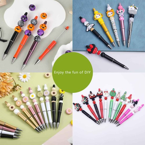 Fancemot 132 Pcs 66 Colors Beadable Pens, DIY Beadable Pens Bulk, Solid Beaded Pens, Gradation Bead Pens, DIY Pen for Kids Teens Students School Office Supplies