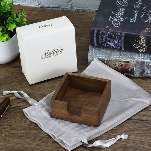 Buqoo North American Walnut Wood Sticky Note Holder, 4 x4 in Self Stick Note Pad Holder, Post It Note Dispenser Desk Organizer Suitable for Home, Corporate Executives Office Desk Accessories