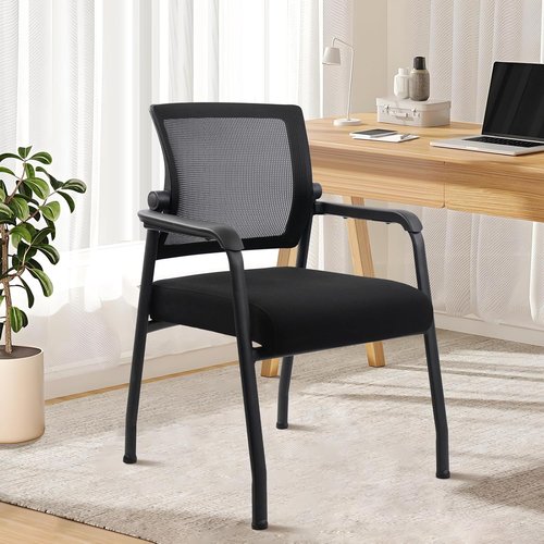 KLASIKA Ergonomic Desk Chair - Adjustable Mesh Backrest & Lumbar Support | No Wheels, Thick Cushion