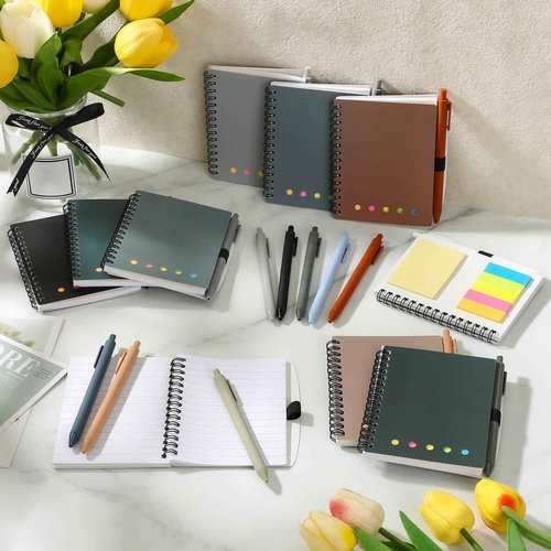 Chuangdi 50 Sets Employee Appreciation Gift Boho Spiral Notebook with Sticky Notes and Bamboo Pen Inspirational Thank You Supplies for Vet Tech Staff Medical Assistant Sterile Processing Week (Neutral)