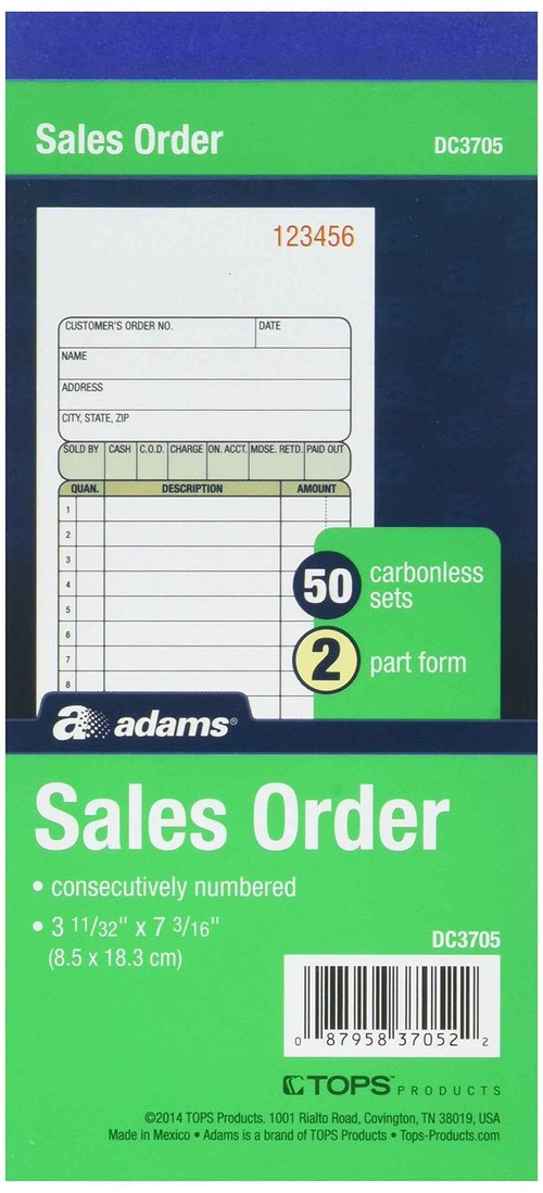 Adams Sales Order Books, DC3705, Case of 25