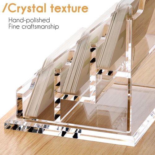 YUXUN Business Card Holder for Desk Clear Acrylic Business Cards Display Stand -3 Slot 3 Tier 1 Pack(3 slot-H)
