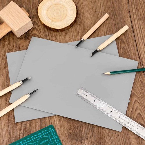 Yeaqee 8 Pcs 8 x 10 Inch Linoleum Block Rubber Carving Block Soft Linocut Blocks Large Linoleum Sheet Unmounted Lino Plates for Engraving Art Project Printmaking Artist Studio Supplies, Gray