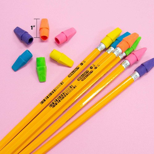 BAZIC Products Eraser Top, Latex Free Pencil Tops Erasers (50/Pack), Neon Color Arrowhead Caps Erasers for Student Art Drawing School Supplies, 24-Packs