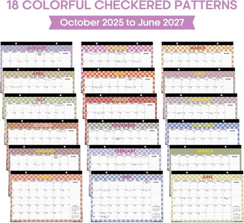 Checkered Desk Calendar 2026-2027 | Large 17" x 12" Monthly Planner for Home & Office