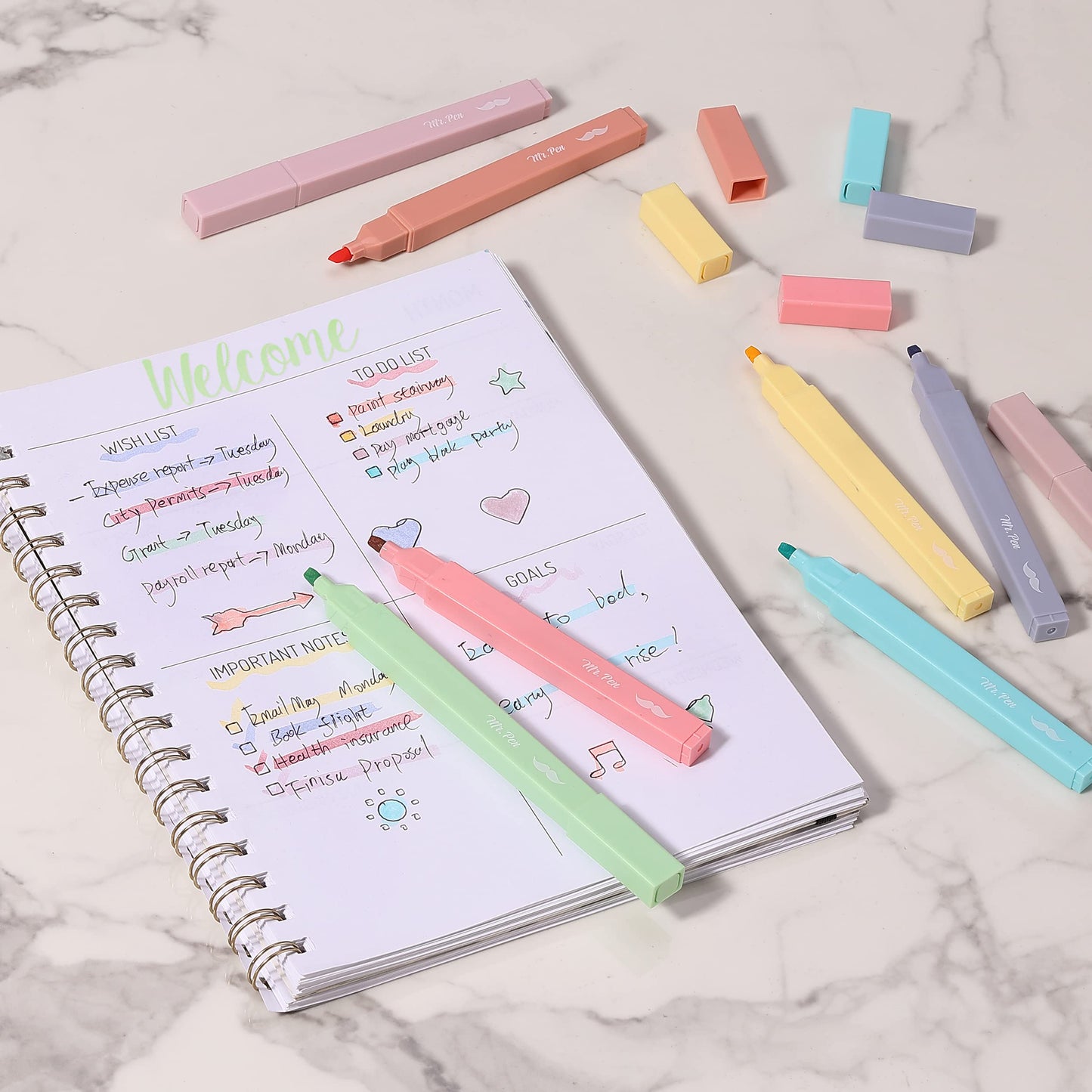 Mr. Pen- Aesthetic Highlighters No Bleed, 8 Pack, Candy Colors