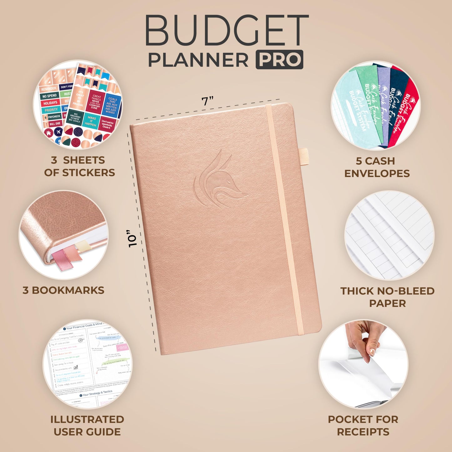 Clever Fox Budget Planner Pro - Financial Organizer + Cash Envelope Budget System. Monthly Finance Journal, Expense Tracker & Personal Account Book. Undated - Start Anytime. (7''x10'') – Rose Gold