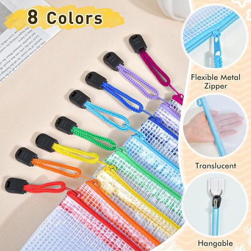 Skiennix 30-Piece Mesh Zipper Pouch Set - Clear Waterproof Storage Bags for Organizing | 8 Sizes for Home & Travel