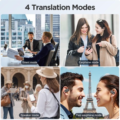 Translation Earbuds Real Time, 144-Language Translator Earbuds for Android/iPhone with APP, audifonos traductores inglés español for Business Travel (Black)