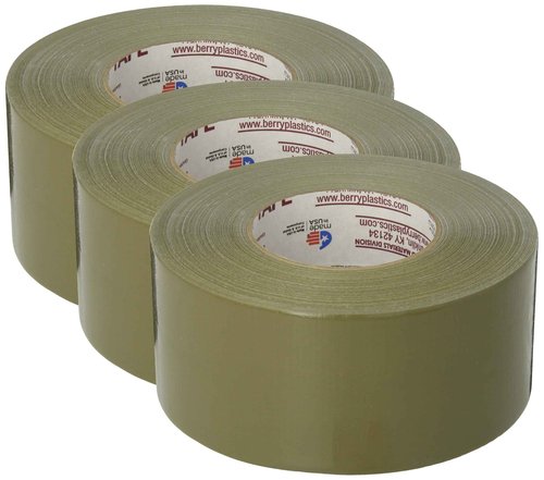 Nashua - 1086200 398 Polyethylene Coated Cloth Professional Grade Duct Tape, 55m Length x 72mm Width, Olive Drab (Pack of 3)