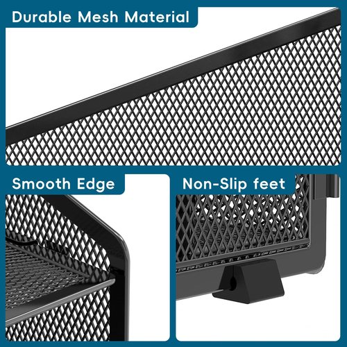ReePlan Desk File Organizer, Desk Organizers & Accessories with 4 Trays and 2 Vertical Upright Sections, for Student & Teacher, Office, School, Home Black