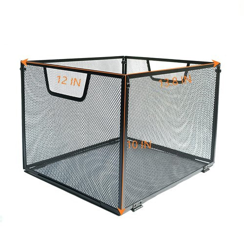 SREGGSIY Modern Black Metal Mesh Hanging File Organizer, Office/School/Home File Crate, 13.8 x 12 x 10 inches