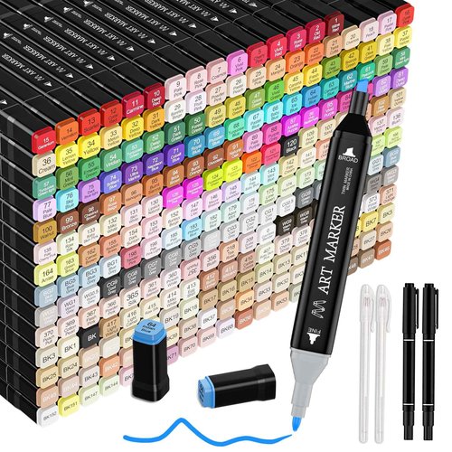 Spriak Alcohol Markers Set, 262+4 Colors Dual Tip Art Markers for Kids Adult Coloring Book, Sketching Drawing Markers, Coloring Marker With Carry Case and Holders (262+4)