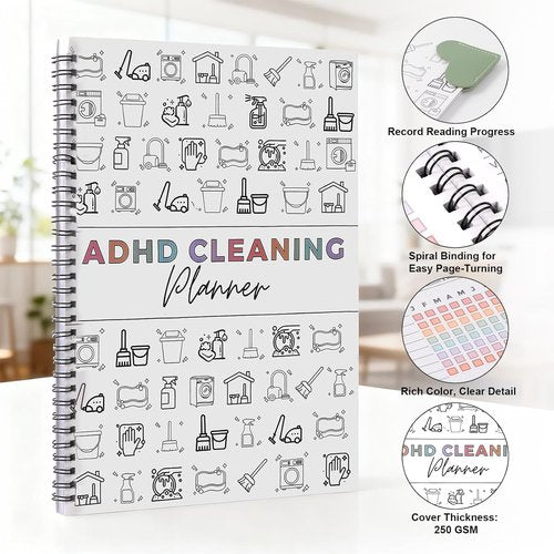 ADHD Cleaning Planner - Organized Schedule & Checklist for Adults | Daily, Weekly, Monthly Use