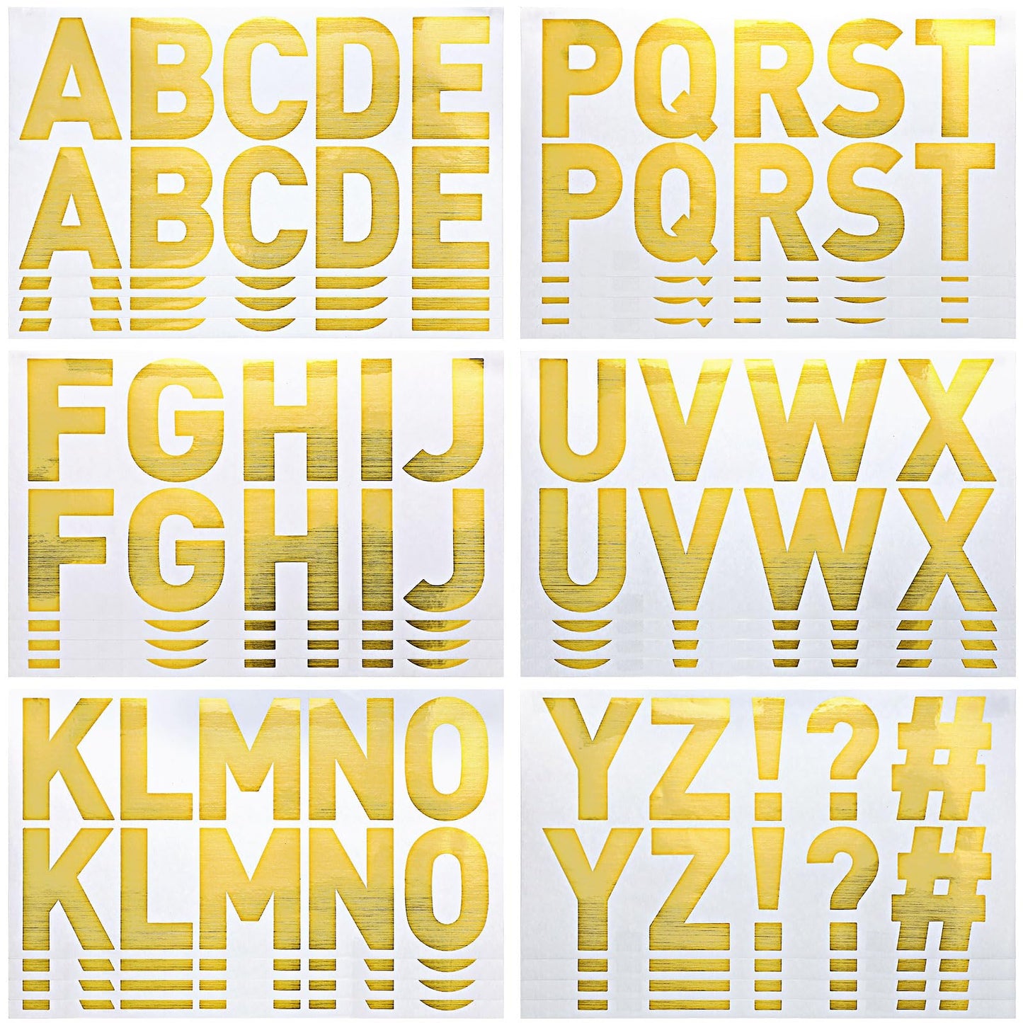 Chinco 232 Pcs 24 Sheets Gold Letter Stickers Large Bulletin Board Letters for Classroom 2.5 Inch Self Adhesive Vinyl Alphabet Stickers for Poster Board Letters Mailbox Classroom School Home Decor