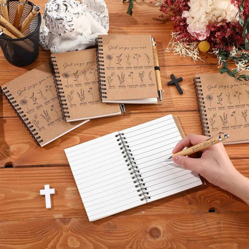 Resurhang 40 Pcs Christian Gifts for Women Bulk Prayer Journal with Religious Pens Christian Notebooks Bulk God Says You are Bible Verse Spiral Notebooks Religious Gifts for Church Bible Study