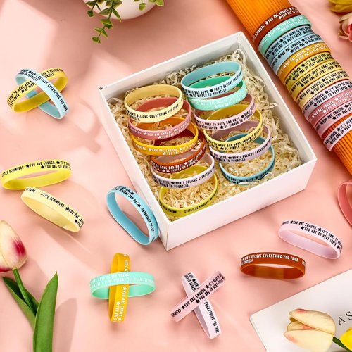 Ecation 36 Pcs Mental Health Awareness Wristbands - Motivational Silicone Bracelets for Events & Gifts