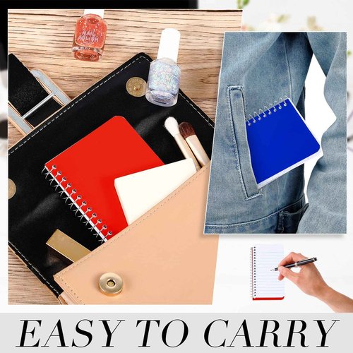Leinuosen 100 Pack Mini Spiral Notebooks 3'' x 5'' Bulk Small Pocket Memo Pad 75 Sheets for College Ruled Office Home Business Work(Bright,Side Spiral)