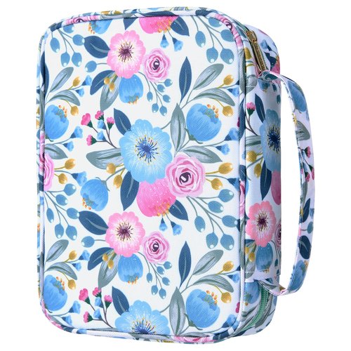 G-LEAF Bible Cover Case/Book Cover, Bible Case for Women Girls, Bible Cover Bags Floral Pattern With Handle Fits for Standard Size Bible, 9.5x6.7x2.5 In