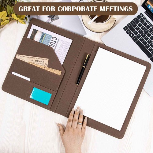 AZXCG Portfolio Binder,Leather Portfolio for Men and Women,Legal Pads Padfolio, Resume Folder with Card Holder,Professional Business Padfolio for Meetings and Interviews