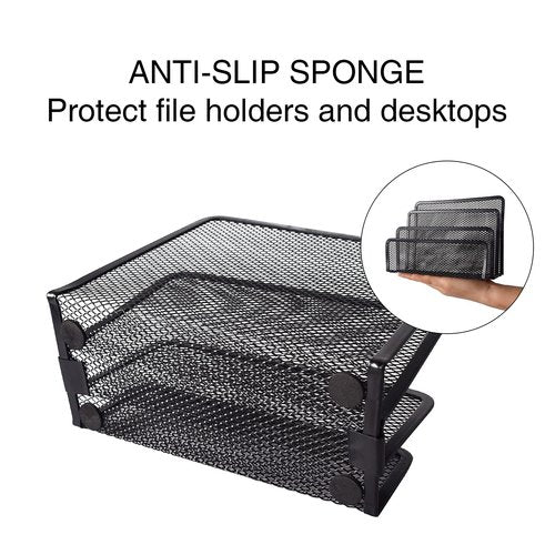 wishacc Desk Mail Organizer Small File Holders Letter Metal Mesh Document/Filing/Folders/Paper Organizer for Desktop