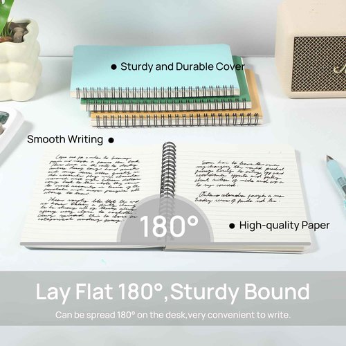 miikoul 24 Pack A5 Spiral Lined Notebooks, 8.3" X 5.5", 60 Sheets/120 Pages Wide Ruled Notebook Spiral Journals Bulk Paper Cover Notepad 12 Colors for Students Taking Class Notes Home Office Gift