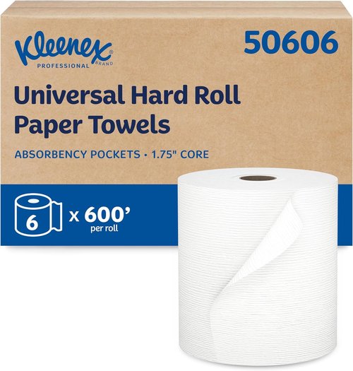 Kleenex® Hard Roll Paper Towels - Premium Absorbency Pockets™ | 1.75" Core, 600' Per Roll, 6 Rolls Per Case