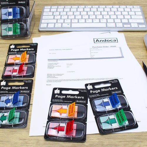 Please Sign Here Message Flags Assorted Color, 400 Pages Total, 0.98 x 1.77 Inch Wide, Easy to Post, 50 Flags/Dispenser, 8 Dispensers/Pack