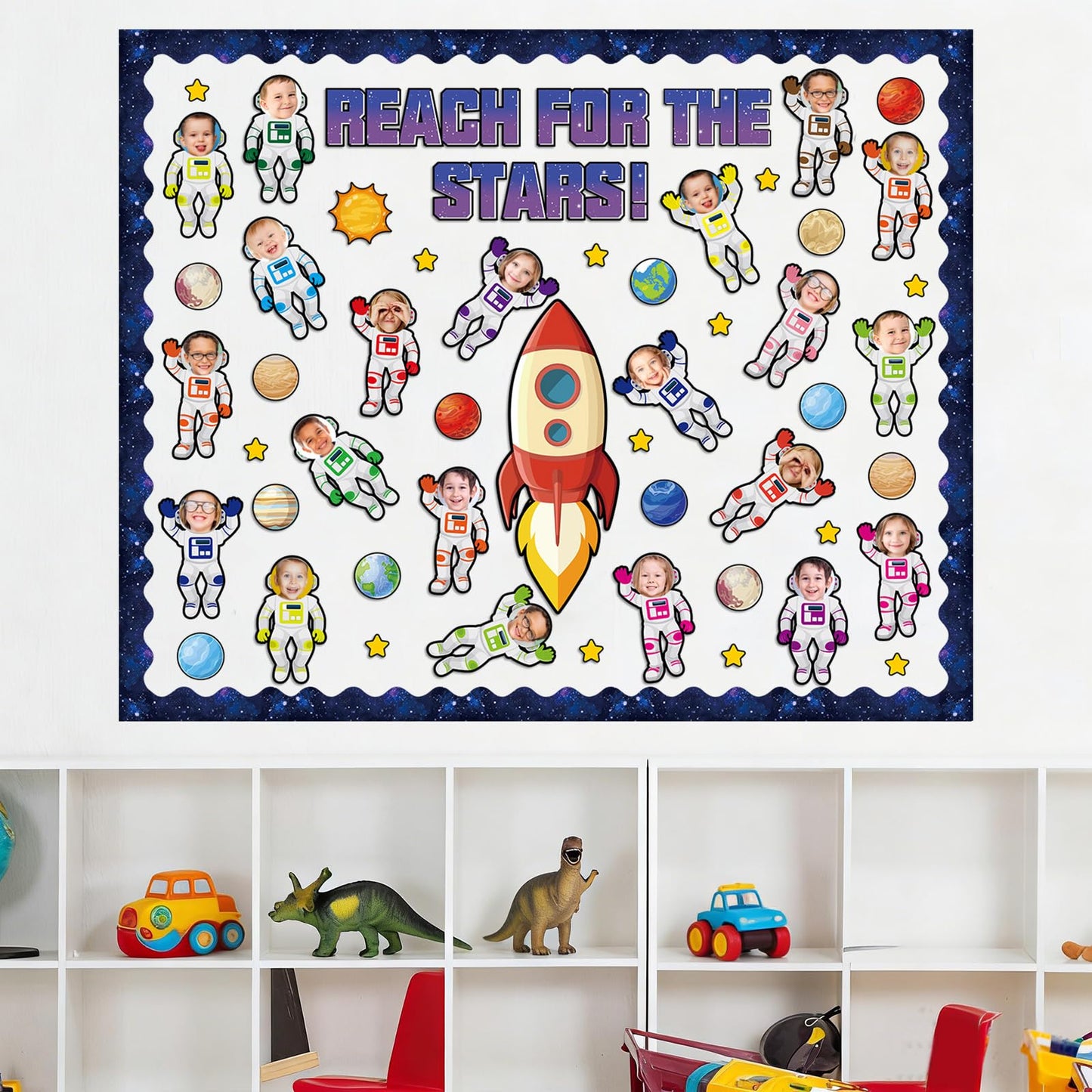 Outer Space Bulletin Board Decoration Set Space Themed Decor Back to Astronaut DIY Photo Craft Paper Cutouts Galaxy Borders Solar System Planet Spaceship Themed Party Supplies