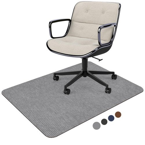 Corduroy Office Chair Mat for Hardwood Floor, 55"x35" Desk Chair Rug for Rolling Chair, Large Anti-Slip Backing Low-Pile Rug Floor Mat for Office/Home Light Grey