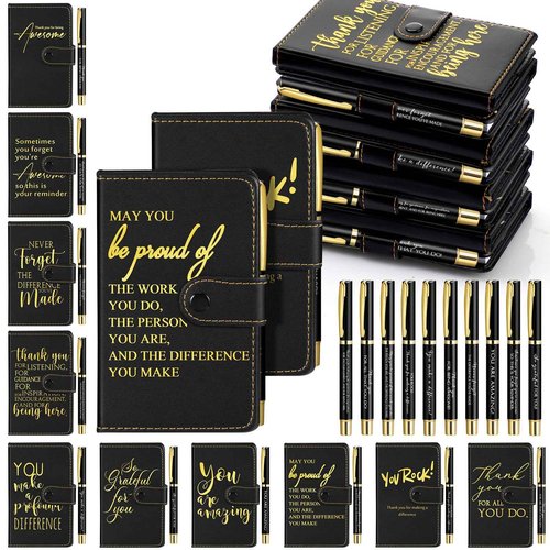 Dispowreath Employee Thank You Gift Bulk for Men Leather Journal Notebook Inspirational Journal with Ballpoint Pens Encouragement Notepad for Medical Assistant Teacher Nurse(Appreciation Sign,20 Sets)