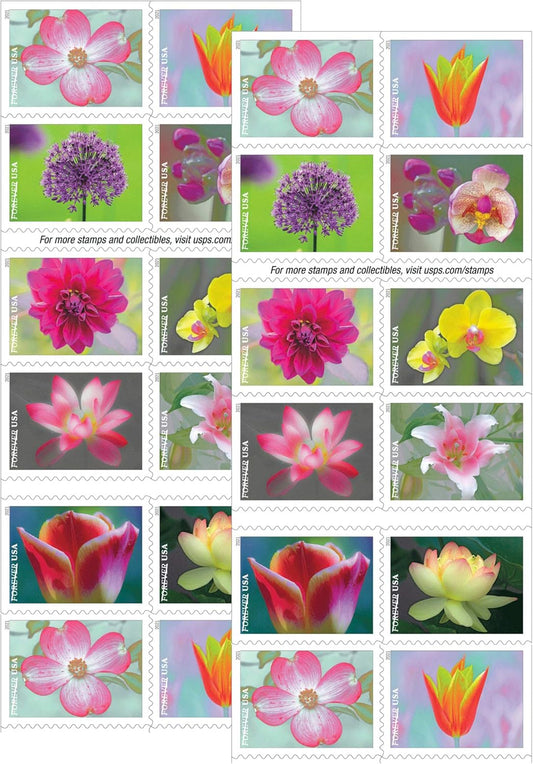 USPS Garden Beauty Forever Postage Stamps - 2 Books of 20 for Wedding Celebrations & Anniversaries