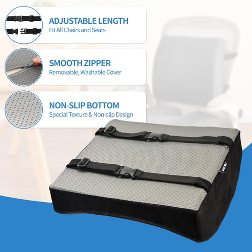 Zickskt Lumbar Support Pillow - Gel Memory Foam Back Cushion for Lower Back Pain Relief & Improve Sitting Posture, Lumbar Support Cushion with Adjustable Strap & Non-Slip for Office Chair, Sofa, Car