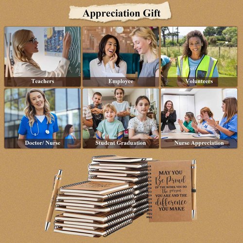 48 Pack Spiral Notebooks Sets Employee Appreciation Gifts Bulk Inspirational Journals with Motivational Pens Encouragement Notepad Thank You Gift for Team Staff Teacher Coworker