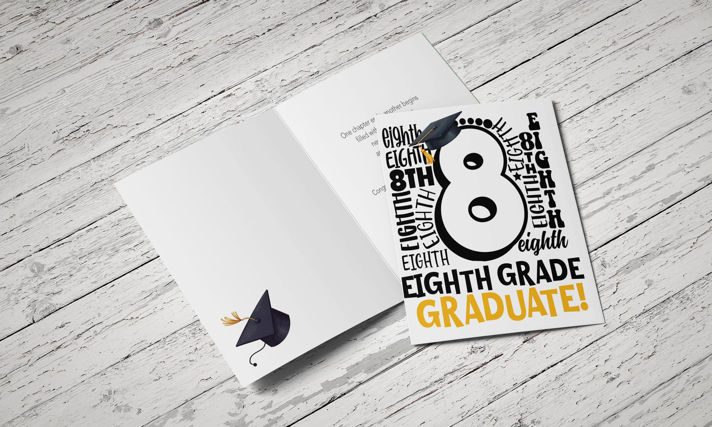 Red Door Inspirations 8th Grade Graduation Card, Eighth Grade Graduate Congratulations, Middle School Graduation Card - Made in the USA! (Eighth Grade Typography)