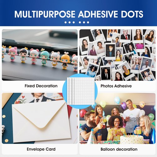 AROIC 1000 Pcs Double Sided Sticky Dots, Easy to Peel Nano Adhesive Dots, Clear Removable Sticky Tack, Strong Adhesive Gel Double Sided Tape Dot for Balloons, Posters, Home, Office, DIY Crafts