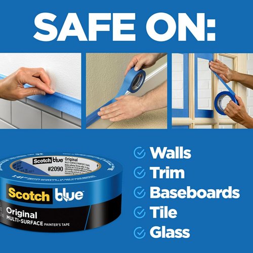 3M ScotchBlue Painter's Masking Tape - 2.83" x 60 Yds, Clean Removal, Medium Adhesion, Pack of 12 Rolls