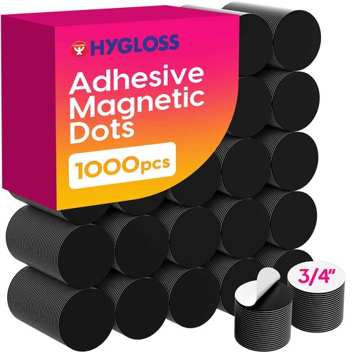 Hygloss 1000 Pcs Magnetic Dots with Adhesive Backing – 3/4-Inch Round Sticky Magnet Dots – Small Magnets for Crafts – Thin Flat Circle Magnetic Stickers for Fridge, Classroom, Whiteboard, Pictures
