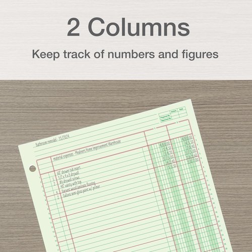 Adams Columnar Analysis Pad, 2 Column Ledger, 8.5" x 11", 100 Pages (50 Sheets), Green, 3 Hole Punch, for Accounting, Bookkeeping & Data (ACP85112)