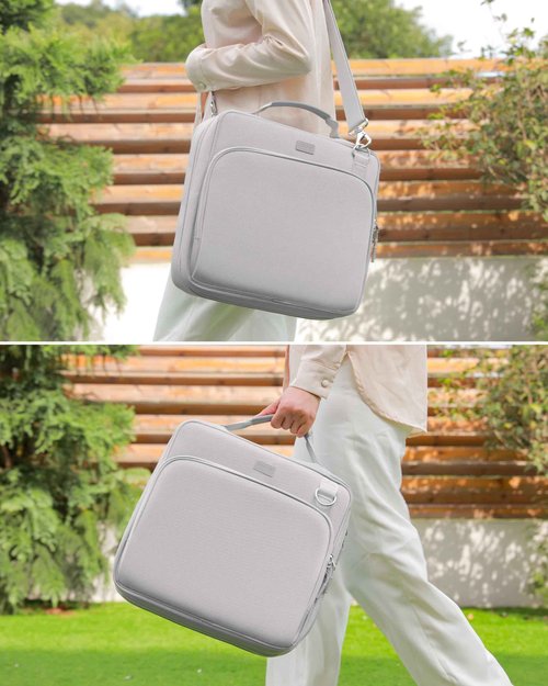 HINOOR 3-Inch 3-Ring Zipper Binder with Shoulder Strap, D-Ring Zip Up Binder with 700 Sheets Capacity, Compatible with 13" MacBook, 12.9" Tablet, for Middle School, College, Office (Gray)