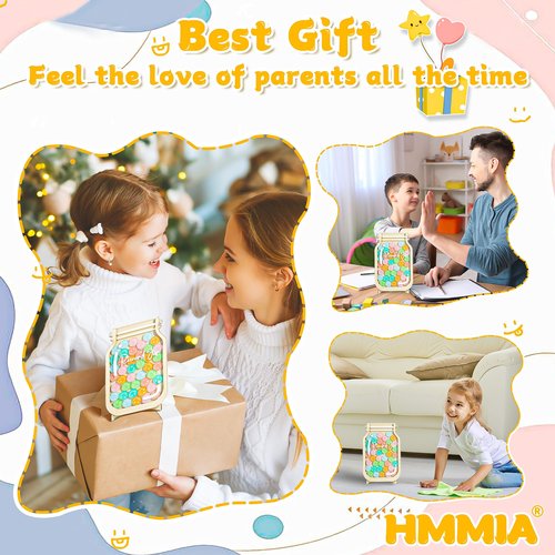 HMMIA Personalized Magnetic Reward Jar, Smiley Faces Jar with Colorful Letter Stickers, Ideal for Classroom Reward System, Home Chore Chart, Positive Behavior Training (42PCS Smiley)